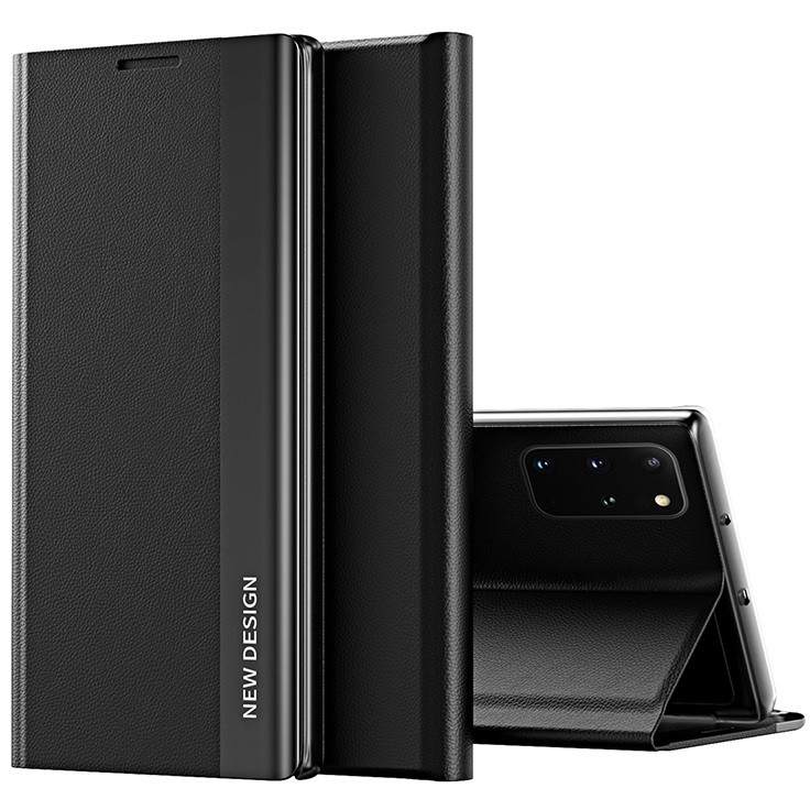 Xiaomi Mi 11 Pro, Oldalra nyíló tok, stand, Wooze Silver Line, fekete (104686)-0