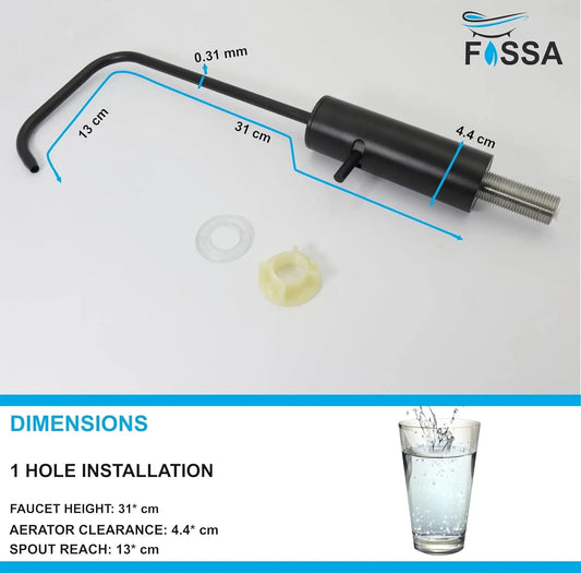 Fossa Opera L Bend RO Tap Kitchen Water Filter Faucet, 100% Lead-Free Drinking Water Faucet Stainless Steel Brushed Nickel Finish (Black)-1